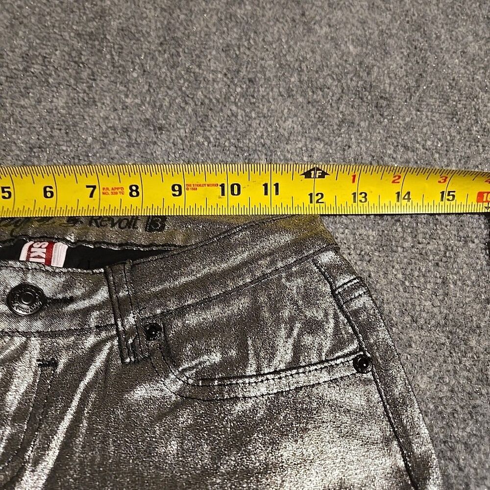 Revolution by Revolt Jeans Womens Juniors 3 Silver Skinny Stretch Pockets - Picture 5 of 10